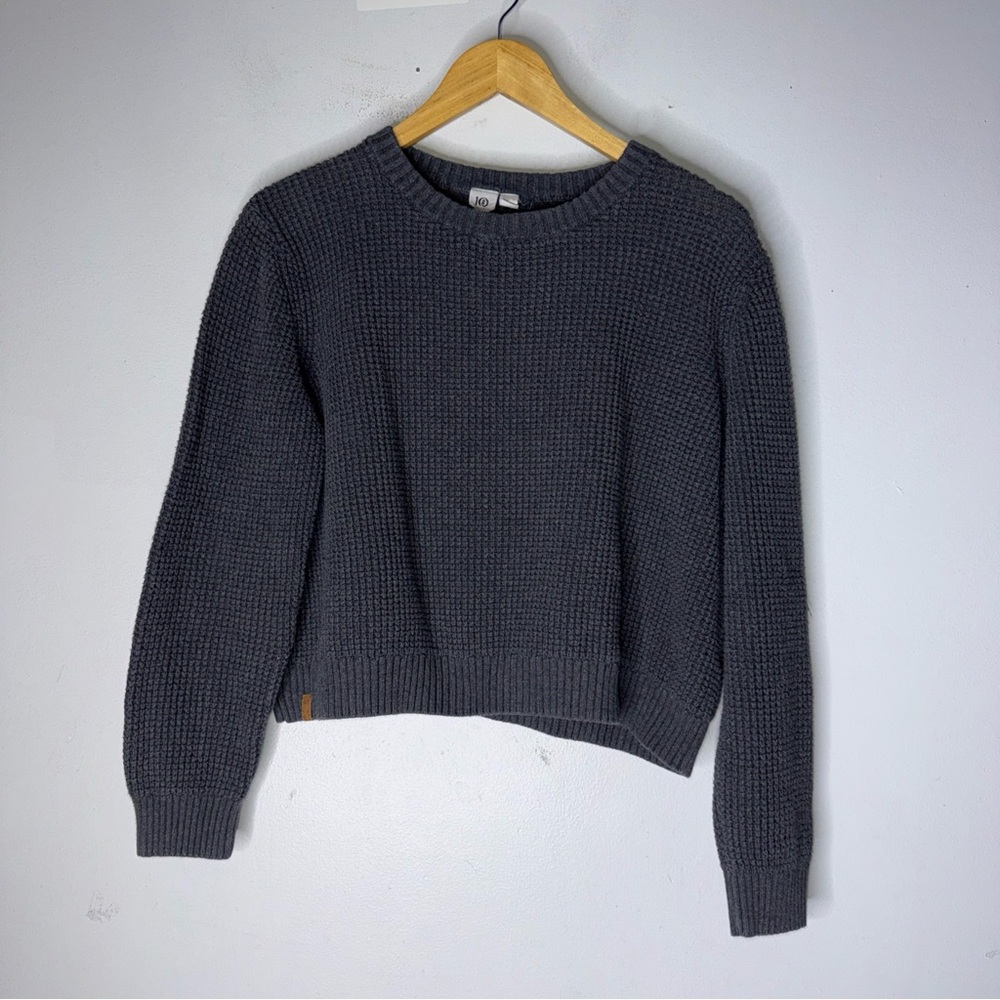 10 Tree Ten Tree Gray Waffle Knit Crop Sweater Large